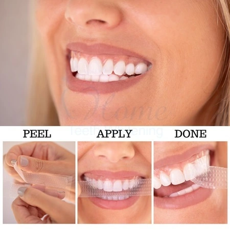 Step-by-step visual guide for using Crest White Strips